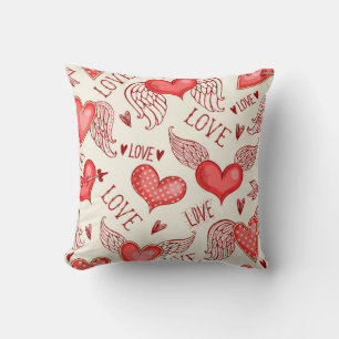 Seamless pattern with hearts. Happy Valentine's Da Cushion