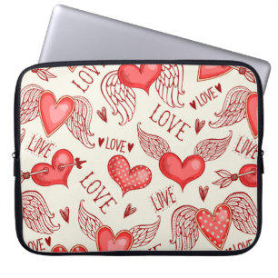 Seamless pattern with hearts. Happy Valentine's Da Laptop Sleeve