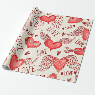 Seamless pattern with hearts. Happy Valentine's Da Wrapping Paper