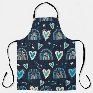 Seamless pattern with hearts, rainbows and celesti apron