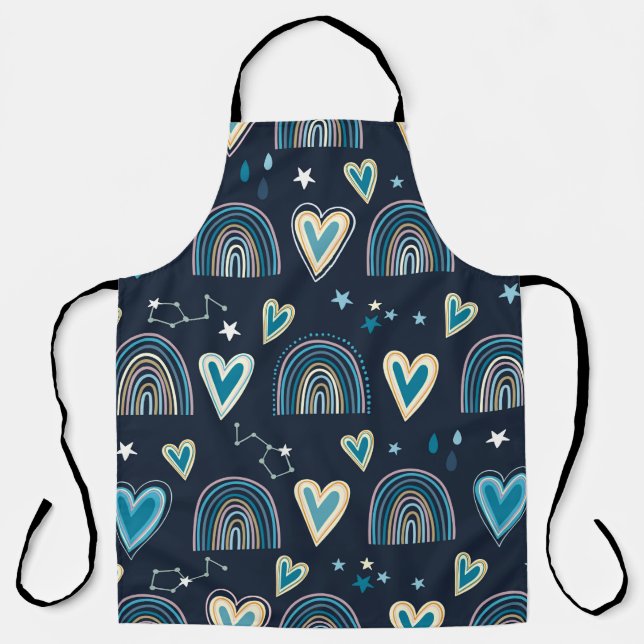 Seamless pattern with hearts, rainbows and celesti apron (Front)