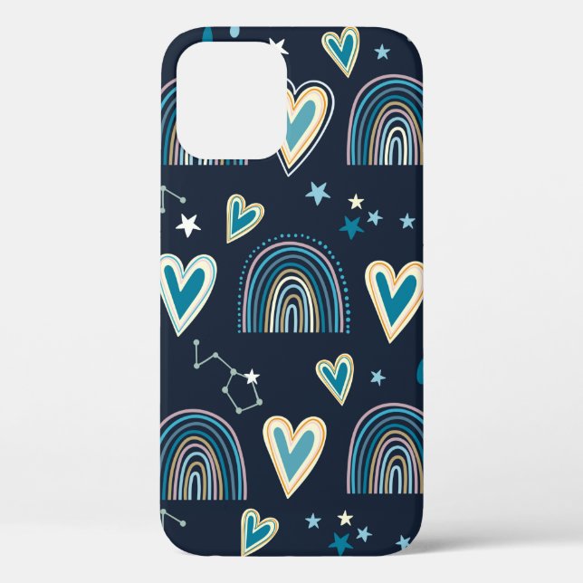 Seamless pattern with hearts, rainbows and celesti Case-Mate iPhone case (Back)