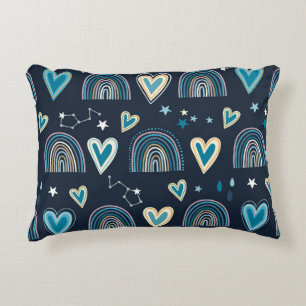 Seamless pattern with hearts, rainbows and celesti decorative cushion