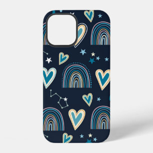 Seamless pattern with hearts, rainbows and celesti iPhone 12 case