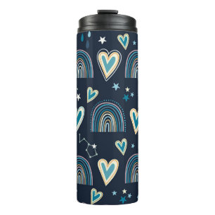 Seamless pattern with hearts, rainbows and celesti thermal tumbler