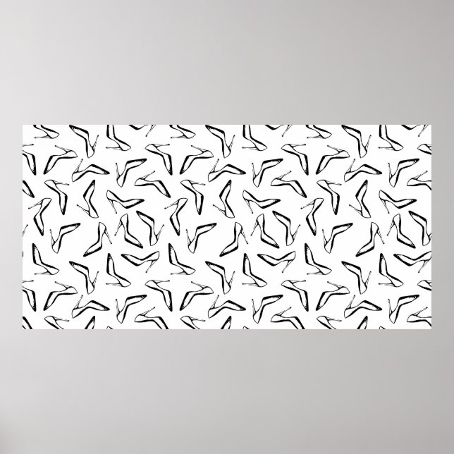Seamless pattern with high heels glamour shoes poster (Front)