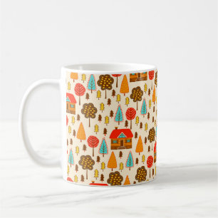 Seamless pattern with houses in the forest. Vintag Coffee Mug