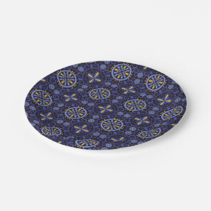 Seamless pattern with intricate floral mandalas paper plate