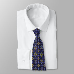 Seamless pattern with intricate floral mandalas tie