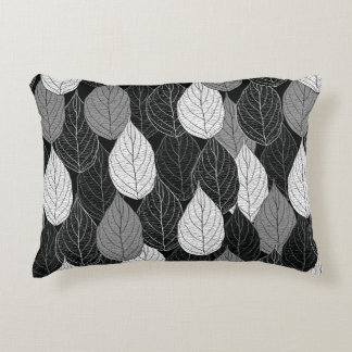 Seamless pattern with leaves. Hand-drawn monochrom Decorative Cushion