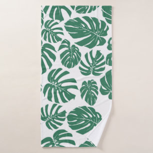 Seamless pattern with leaves of Monstera. Decorati Bath Towel