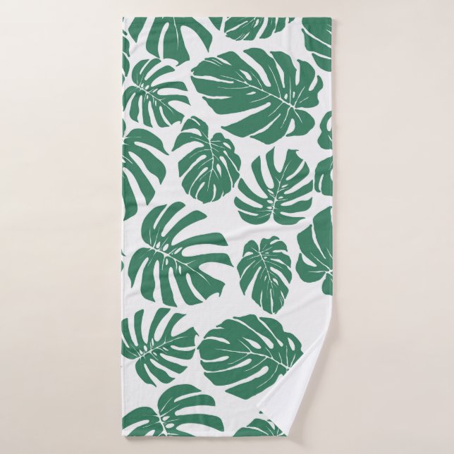 Seamless pattern with leaves of Monstera. Decorati Bath Towel (Bath Towel)