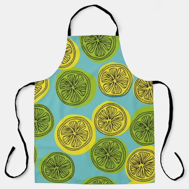 Seamless pattern with lemon slices. Vintage illust Apron (Front)