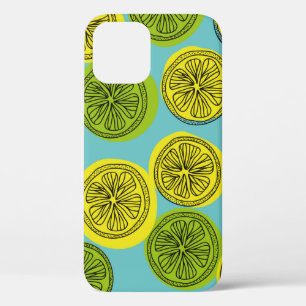 Seamless pattern with lemon slices. Vintage illust iPhone 12 Case