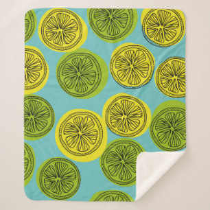 Seamless pattern with lemon slices. Vintage illust Sherpa Blanket