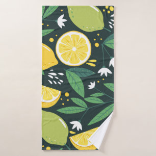 Seamless pattern with lemons. Abstract art print. Bath Towel