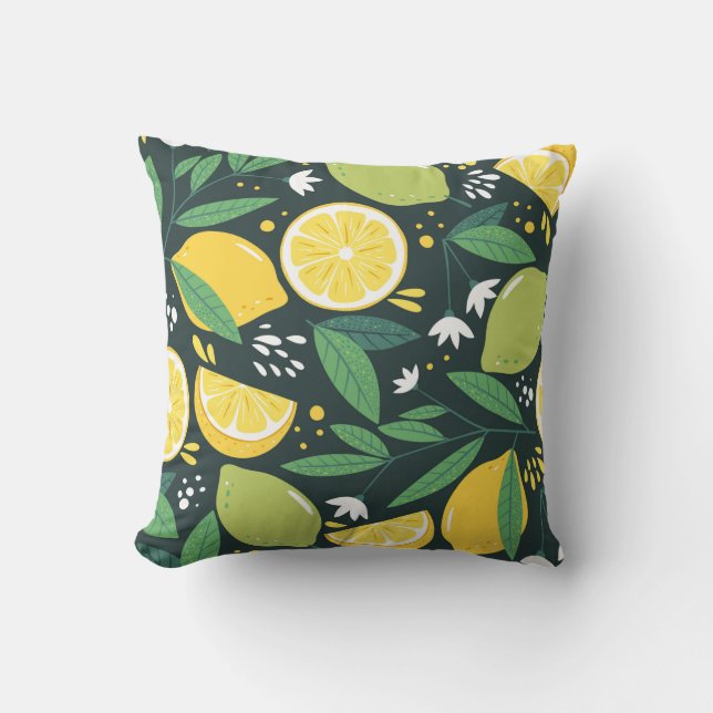 Seamless pattern with lemons. Abstract art print.  Cushion (Front)