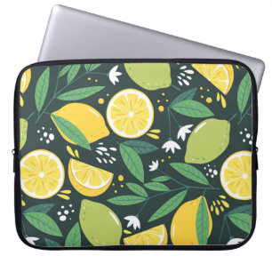 Seamless pattern with lemons. Abstract art print. Laptop Sleeve