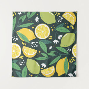 Seamless pattern with lemons. Abstract art print. Tapestry
