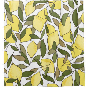 Seamless pattern with lemons and leaves shower curtain