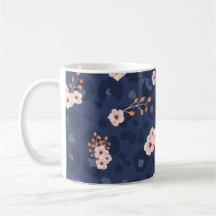 Seamless pattern with leopard skin and pink small  coffee mug