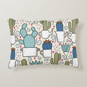 Seamless pattern with llama, cactus hand drawn des decorative cushion