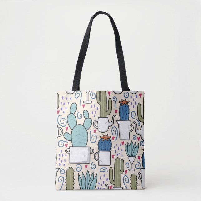 Seamless pattern with llama, cactus hand drawn des tote bag (Front)