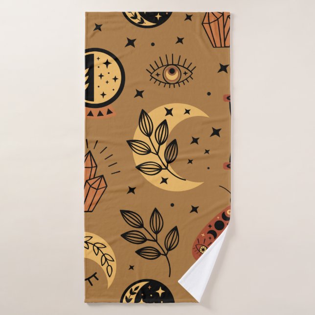 seamless pattern with magical elements bath towel (Bath Towel)