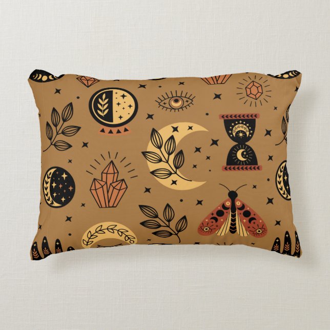seamless pattern with magical elements decorative cushion (Front)