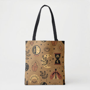 seamless pattern with magical elements tote bag