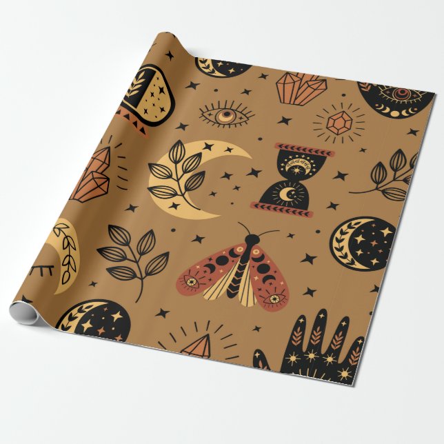seamless pattern with magical elements wrapping paper (Unrolled)