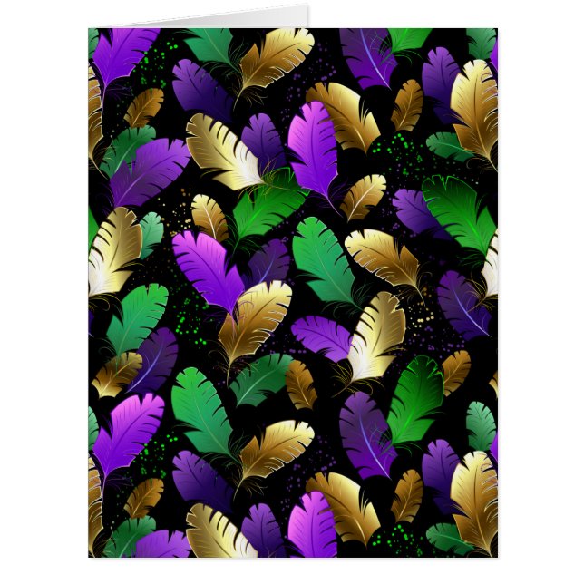 Seamless Pattern with Mardi Gras feathers (Front)