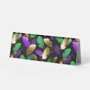 Seamless Pattern with Mardi Gras feathers