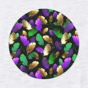Seamless Pattern with Mardi Gras feathers