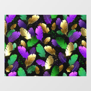 Seamless Pattern with Mardi Gras feathers
