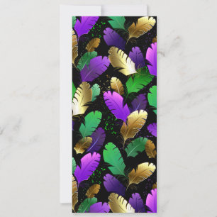 Seamless Pattern with Mardi Gras feathers Announcement