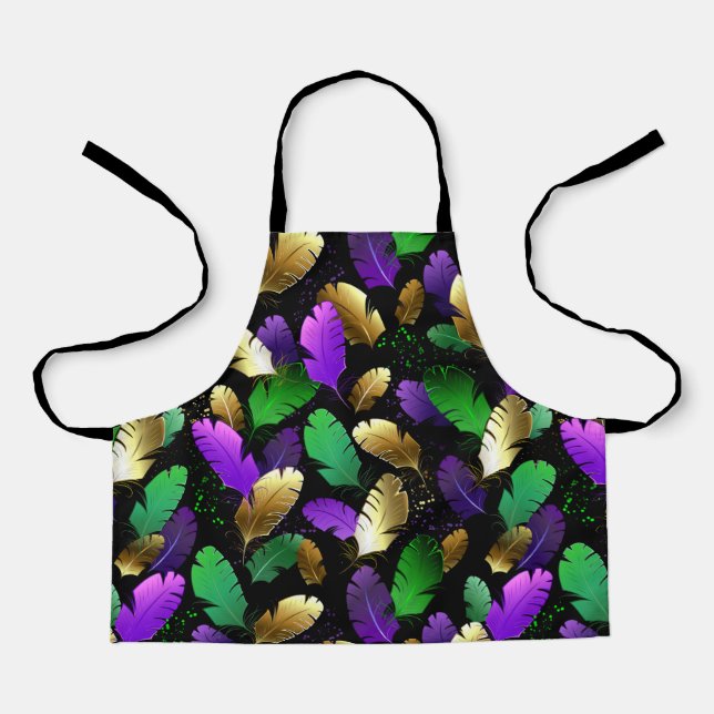 Seamless Pattern with Mardi Gras feathers Apron (Front)