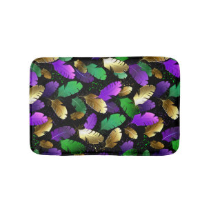 Seamless Pattern with Mardi Gras feathers Bath Mat