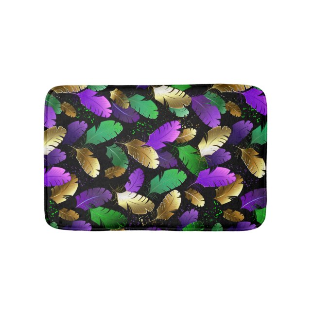 Seamless Pattern with Mardi Gras feathers Bath Mat (Front)