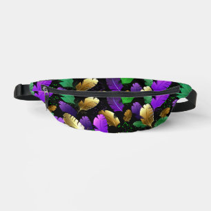 Seamless Pattern with Mardi Gras feathers Bum Bags