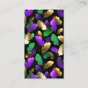 Seamless Pattern with Mardi Gras feathers Business Card