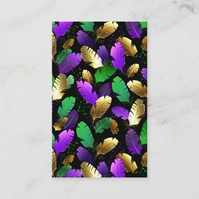 Seamless Pattern with Mardi Gras feathers Business Card (Front)