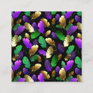 Seamless Pattern with Mardi Gras feathers Calling Card