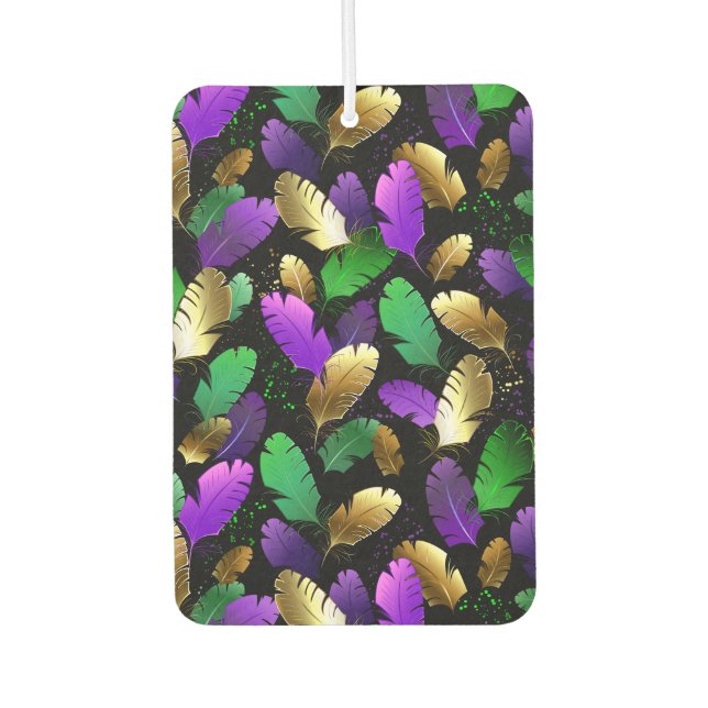 Seamless Pattern with Mardi Gras feathers Car Air Freshener (Front)
