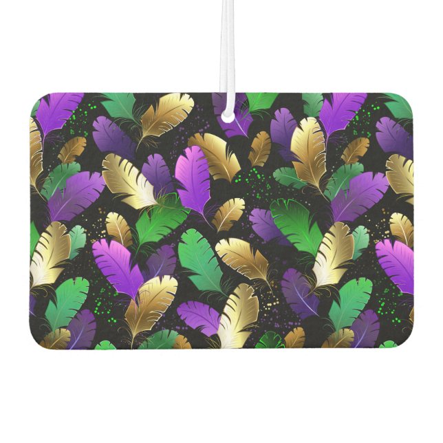 Seamless Pattern with Mardi Gras feathers Car Air Freshener (Front)