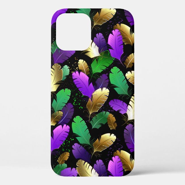 Seamless Pattern with Mardi Gras feathers Case-Mate iPhone Case (Back)