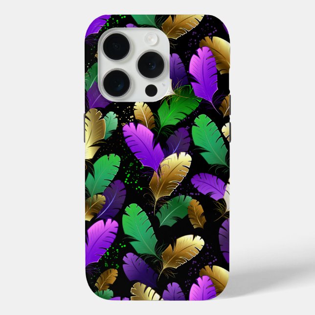 Seamless Pattern with Mardi Gras feathers Case-Mate iPhone Case (Back)