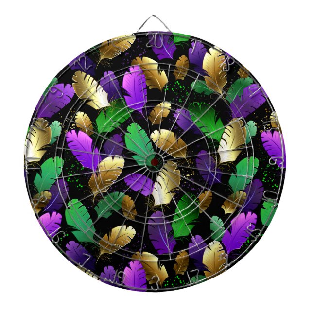 Seamless Pattern with Mardi Gras feathers Dartboard (Front)