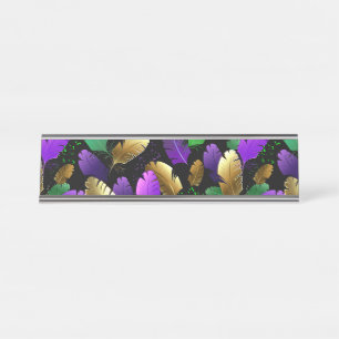 Seamless Pattern with Mardi Gras feathers Desk Name Plate