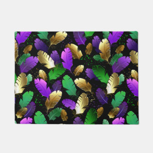 Seamless Pattern with Mardi Gras feathers Doormat